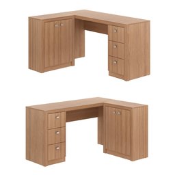 Mesa para Escritório em L com 3 Gavetas e Armários Me4100  - 6