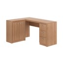Ver imagem 3 de Escrivaninha Mesa Escritório em L com e Armários ME4100 3 Gavetas 136cm Marrom