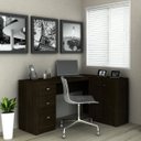 Ver imagem 1 de Mesa para Escritório em L com e Armários Me4100 3 Gavetas 136cm Tecno Mobili