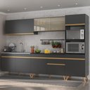 Ver imagem 3 de Armário de Cozinha Completa 302cm Veneza Multimóveis V3750 Preto/Dourado