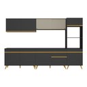 Ver imagem 7 de Armário de Cozinha Completa 302cm Veneza Multimóveis V3750 Preto/Dourado
