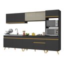 Ver imagem 1 de Armário de Cozinha Completa 302cm Veneza Multimóveis V3750 Preto/Dourado