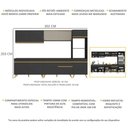 Ver imagem 4 de Armário de Cozinha Completa 302cm Veneza Multimóveis V3750 Preto/Dourado