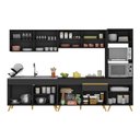 Ver imagem 6 de Armário de Cozinha Completa 302cm Veneza Multimóveis V3750 Preto/Dourado