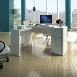 Mesa para Escritório em L com 3 Gaveta Me4101  - 11