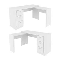 Mesa para Escritório em L com 3 Gaveta Me4101  - 6