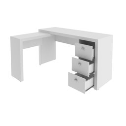 Mesa para Escritório em L com 3 Gaveta Me4101  - 8