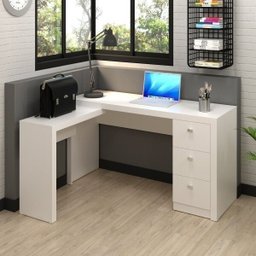 Mesa para Escritório em L com 3 Gaveta Me4101  - 2
