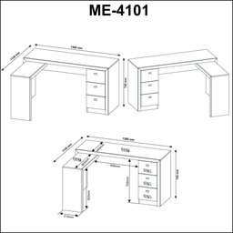 Escrivaninha Mesa Escritório em L com ME4101 3 Gavetas 136cm Branca - 15 Escrivaninha Mesa Escritório em L com ME4101 3 Gavetas 136cm Branca - 15