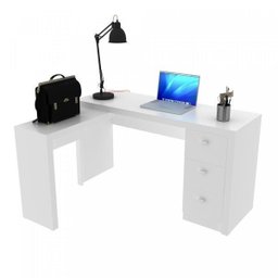Mesa para Escritório em L com 3 Gaveta Me4101  - 3