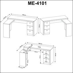 Escrivaninha Mesa Escritório em L com Me4101 3 Gavetas 136cm Branca - 15 Escrivaninha Mesa Escritório em L com Me4101 3 Gavetas 136cm Branca - 15