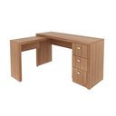 Ver imagem 5 de Escrivaninha Mesa Escritório em L com ME4101 3 Gavetas 136cm Amendoa Marrom