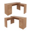 Ver imagem 6 de Escrivaninha Mesa Escritório em L com Me4101 3 Gavetas 136cm Amendoa