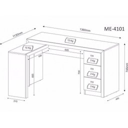 Mesa para Escritório em L com 3 Gaveta Me4101  - 11