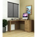 Ver mais imagens de Escrivaninha Mesa Escritório em L com Me4101 3 Gavetas 136cm Amendoa