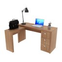 Ver imagem 4 de Escrivaninha Mesa Escritório em L com ME4101 3 Gavetas 136cm Amendoa Marrom