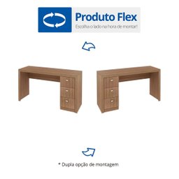 Escrivaninha Mesa Escritório Me4102 3 Gavetas 136cm Amendoa - 11