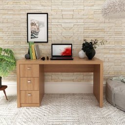 Escrivaninha Mesa Escritório Me4102 3 Gavetas 136cm Amendoa - 12
