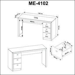 Escrivaninha Mesa Escritório ME4102 3 Gavetas 136cm Amendoa Marrom - 14 Escrivaninha Mesa Escritório ME4102 3 Gavetas 136cm Amendoa Marrom - 14