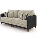 Ver imagem 6 de Sofá 3 Lugares Sala de Estar Living 192cm Asbury K01 Veludo Bege Couríssimo Preto - Lyam Decor