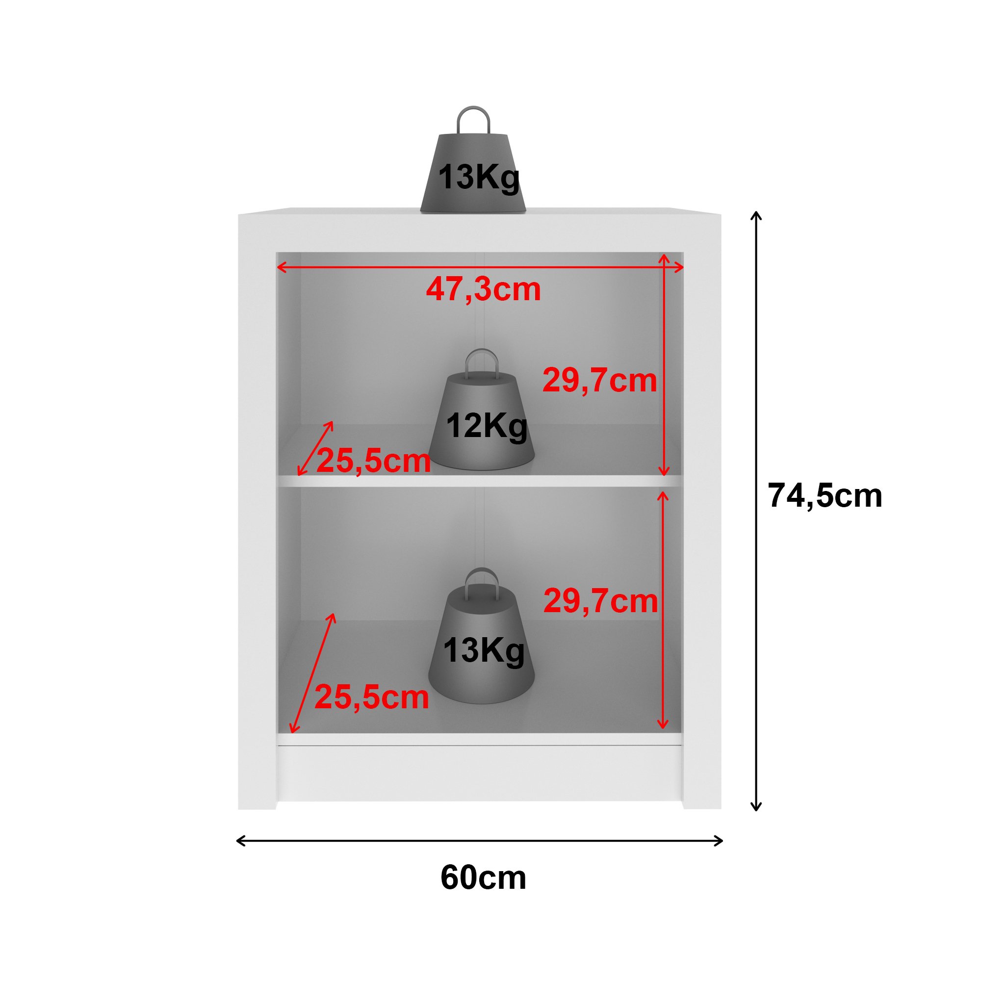 Balcão para Escritório 60cm com 2 Portas e 1 Prateleira ME4103 - 7