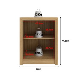 Balcão para Escritório 60cm com 2 Portas e 1 Prateleira ME4103 Marrom/Amendoa - 7 Balcão para Escritório 60cm com 2 Portas e 1 Prateleira ME4103 Marrom/Amendoa - 7