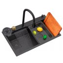 Ver imagem 2 de Cuba Cascata Cozinha Pia Torneira Premium Lavador de Copo Dispenser Aço Inox Goumert Escorredor Mult