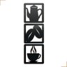 Aplique Decorativo Bule Grãos Xicára em Mdf 20x20cm Preto - 1