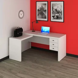 Mesa para Escritório em L com 3 Gavetas Me4106  - 2