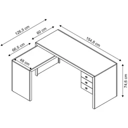 Mesa para Escritório em L com 3 Gavetas Me4106  - 12