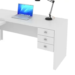 Mesa para Escritório em L com 3 Gavetas Me4106  - 4