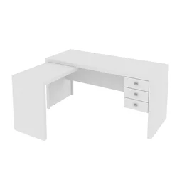 Mesa para Escritório em L com 3 Gavetas Me4106  - 3