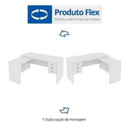 Escrivaninha Mesa Escritório em L com ME4106 3 Gavetas 154,8cm Branco - 13 Escrivaninha Mesa Escritório em L com ME4106 3 Gavetas 154,8cm Branco - 13