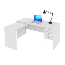 Mesa para Escritório em L com 3 Gavetas Me4106  - 5