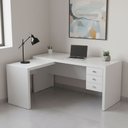 Ver imagem 6 de Escrivaninha Mesa Escritório em L com ME4106 3 Gavetas 154,8cm Branco