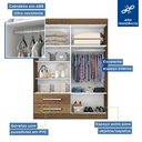 Ver imagem 2 de Guarda Roupa Solteiro 4 Portas 2 Gavetas e 2 Espelhos Madri Minastex