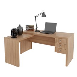 Mesa para Escritório em L com 3 Gavetas Me4106  - 9