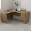 Ver imagem 5 de Escrivaninha Mesa Escritório em L com ME4106 3 Gavetas 154,8cm Marrom