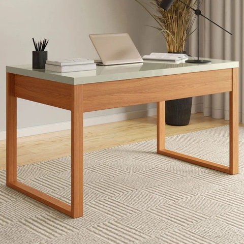 Mesa Escritório Industrial - Off White/Freijo - F20