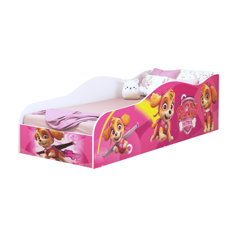 Cama Montessoriana Patrulha Canina Sky Rosa com Proteção