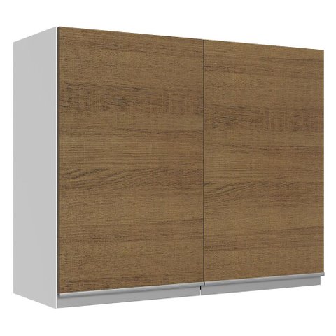 Armário De Cozinha Aéreo 100% MDF 80 cm 2 Portas Branco/Rustic Acordes Madesa