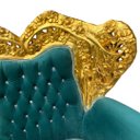 Ver mais imagens de Jogo de Sofá Clássico com Par de Poltronas Verde com Dourado 147x225x87cm e para Sala de Estar