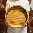 Ver imagem 2 de Gamela Redonda de Madeira Teca para Churrasco Stolf 31 X 31 X 5 Cm