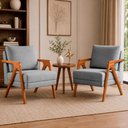 Ver imagem 1 de Kit 2 Poltronas Sala de Estar Maya Luxo Linho Cinza M3 - Monari Design