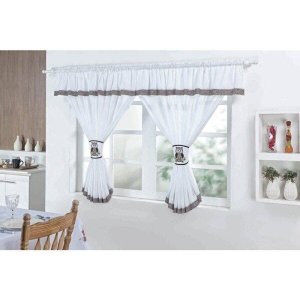 Cortina De Cozinha Coruja Branco