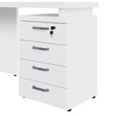 Ver imagem 6 de Escrivaninha L 1,20m C/ Gaveteiro 4 Gavetas Pés Painel F5 Cor:branco