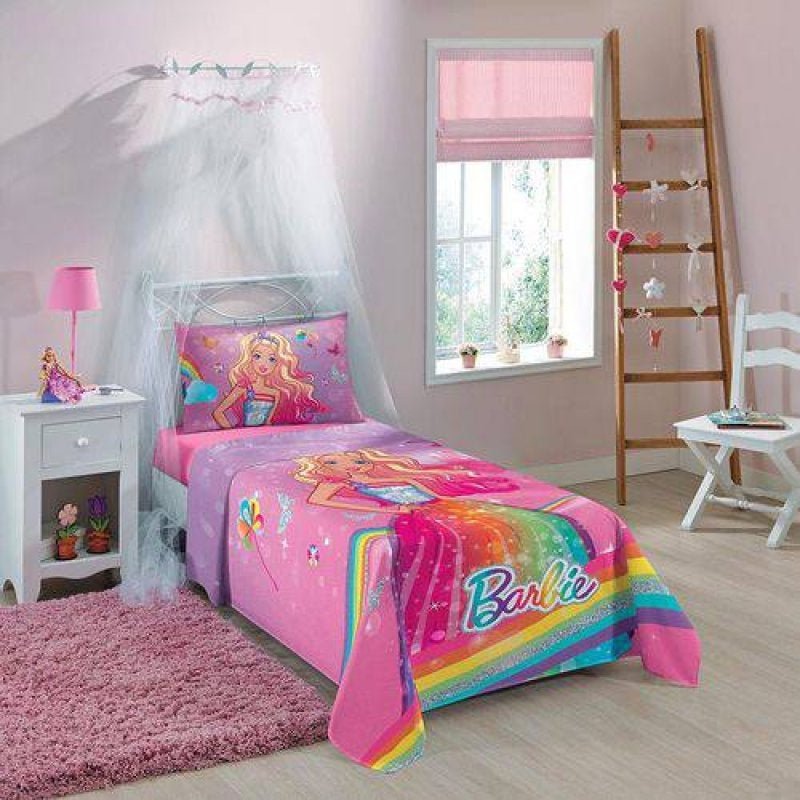 Jogo de Cama Infantil Barbie Reinos Magicos 2 Peças Lepper (1 Lençois e 1  Fronha)