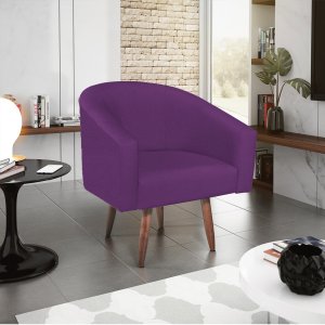 Poltrona Decorativa Sala de Estar Recepção Luiza Pés Palito Suede Roxo - ADJ Decor