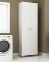 Ver imagem 1 de Armário Multiuso 2 Portas 4 Prateleiras com Rodízios AM3101 60cm Branco