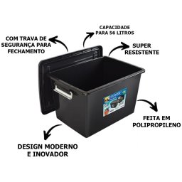 Caixa Organizadora Multiuso Plástica 56 Litros C Tampa - 4 Caixa Organizadora Multiuso Plástica 56 Litros C Tampa - 4